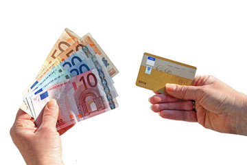 Bezahlung mit Bargeld oder Kreditkarte