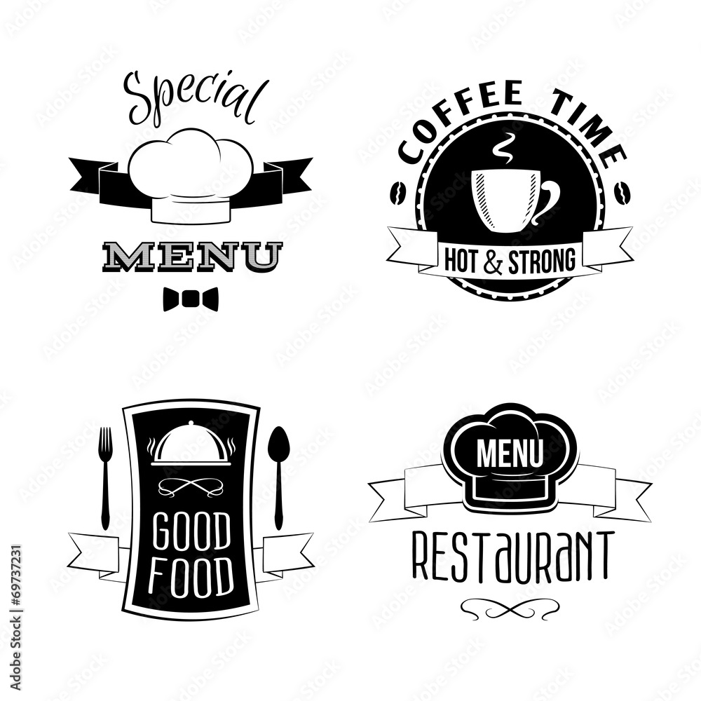 Poster restaurant menu emblems set