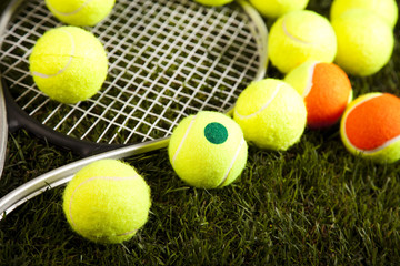 Tennis Ball closeup detail, grass