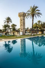 Deurstickers Tunesië zwembad met palmbomen