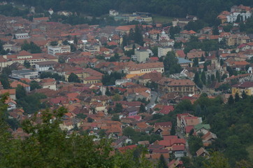 Fototapeta na wymiar Brasov, Romania, Schei district view from the top