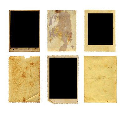 Set of  old photo paper texture isolated on white background