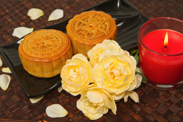 Obraz na płótnie Canvas Chinese Moon cake,food for Chinese mid-autumn festival