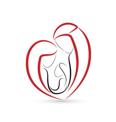 Family sacred in a heart shape stylized sketch icon vector logo