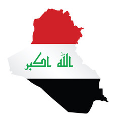 Flag of Iraq overlaid on outline map