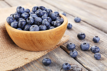 Fresh blueberries on wooden table