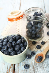 Fresh blueberries on wooden table