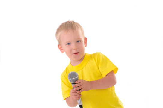 boy sings with microphone