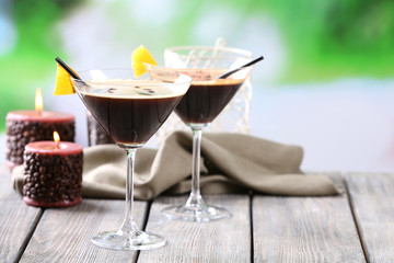 Espresso cocktail served on table