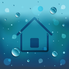Drawing of home on glass and water drop.EPS10 - 69741610