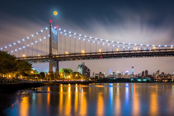 Triboro Bridge by night in Astoria, Queens, New York