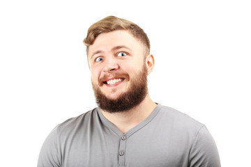 Obraz premium Portrait of handsome man with beard isolated on white