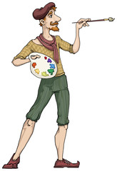 Cartoon character of extravagant male artist