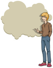 Young man talking, presenting