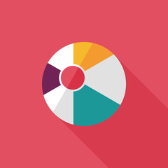Beach ball flat icon with long shadow