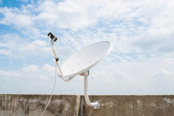 Satellite dish sky communication technology network.