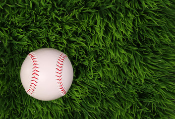 Baseball on Green Grass. Ball with clipping path