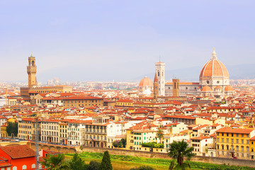 Obraz premium Florence View. Palazzo Vecchio and Cathedral of Santa Maria del