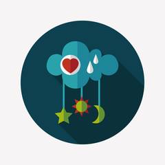 Baby crib hanging toy flat icon with long shadow,EPS 10