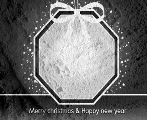 Merry Christmas And Happy New Year card  on Cement wall Backgrou