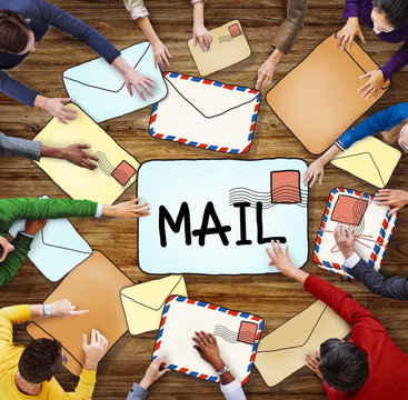 Aerial View of People and E-Mail Concepts