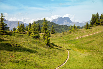 Fototapeta premium The mountain trail in Alps near from Saint-Gervais-les-Ba