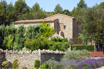 Fototapeta na wymiar The traditional house with garden in Provence, France