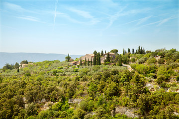 Fototapeta na wymiar The villa on top of hill near from Gordes, Provence, France