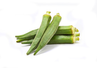 Lady Fingers or Okra isolated on white