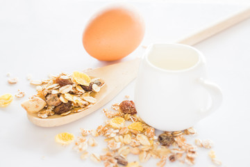 Nutrition ingredient of muesli milk and egg
