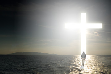 Walk to the cross on water