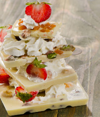 White chocolate  dessert with berries
