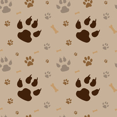brown footprints seamless pattern.