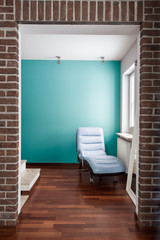 Blue wall in house's hall