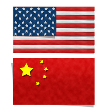 united states flag and china flag