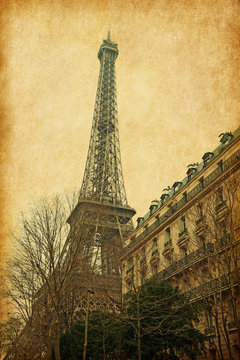 Eiffel tower.   Added paper texture.