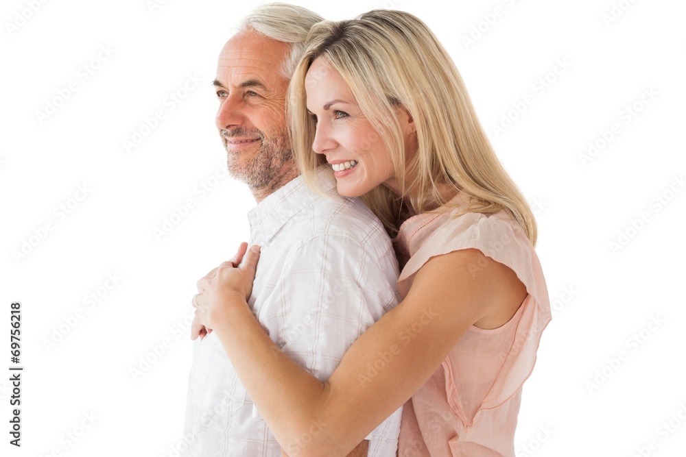 Aufkleber affectionate couple standing and hugging