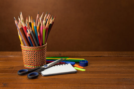 Back to school concept on wood  background
