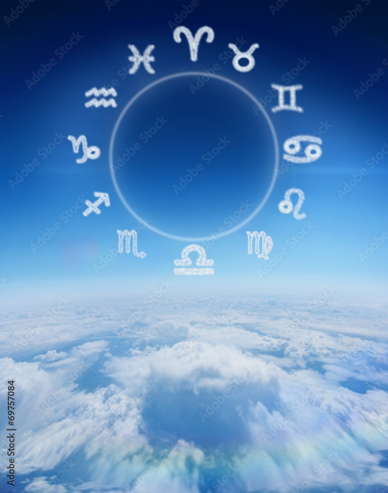Poster composite image of zodiac chart