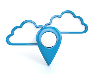 Map Pointer with speech bubble cloud isolated