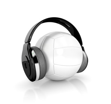 volleyball (handball) ball with headphones. 3d illustration