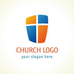 Cross on the shield church logo