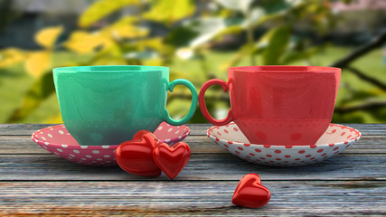 Retro vintage cups, instagram filters