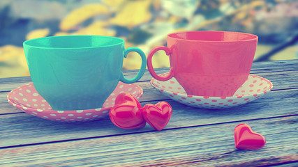 Retro vintage cups, instagram filters