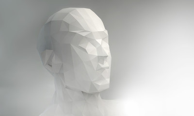 3D stylized man head, low poly
