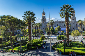 Main plaza in Arequipa, Peru.