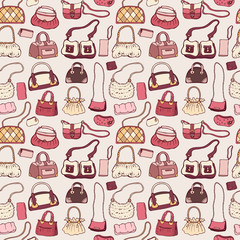 Women handbags. Seamless pattern.