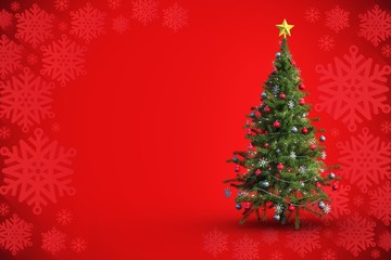 Composite image of christmas tree on white background