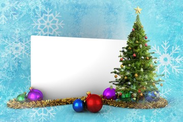 Composite image of poster with christmas tree