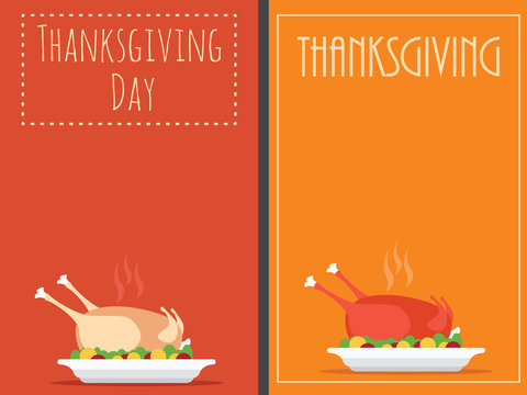 Thanksgiving Day backgrounds with turkey, vector